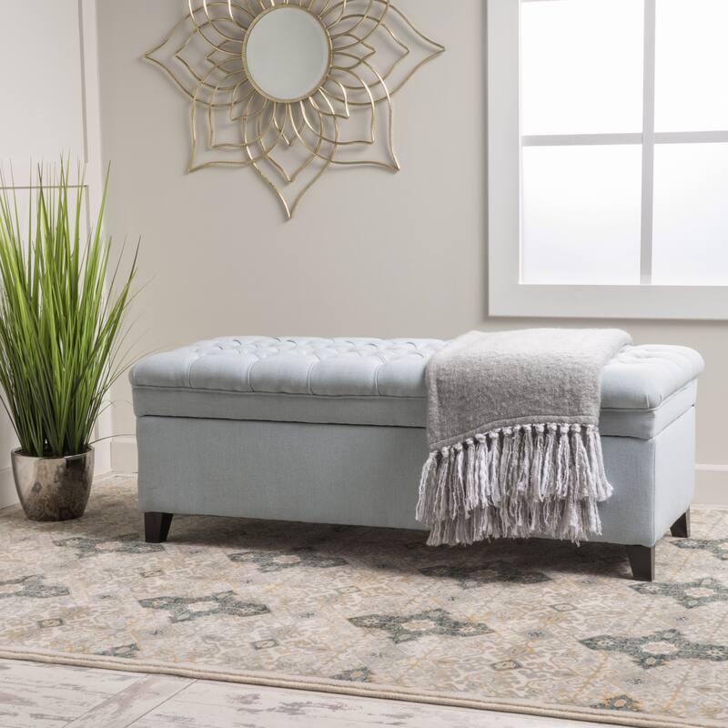 Button-tufted Storage Ottoman Bench