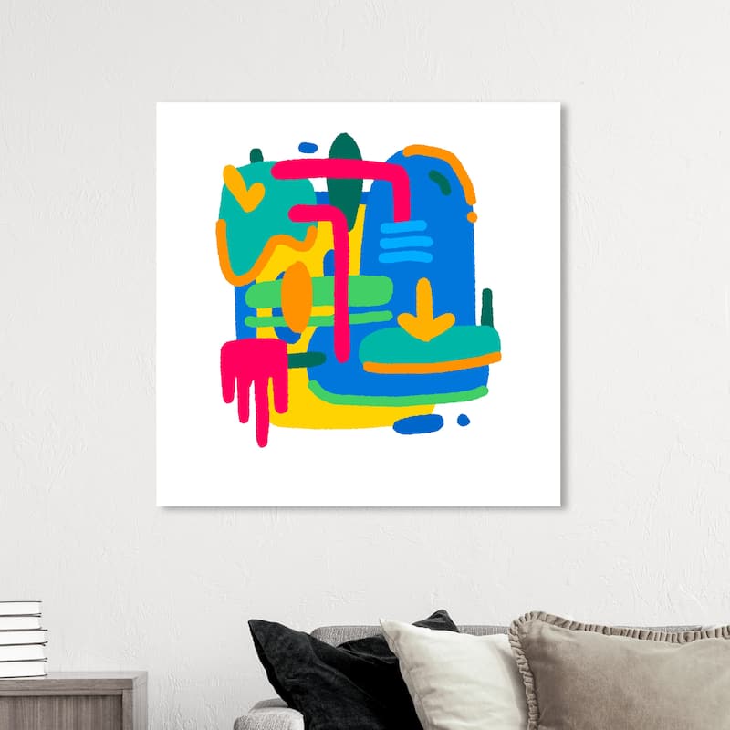 Wynwood Studio Canvas Abstract Jungle Map Amalgum Blue and Modern & Contemporary Wall Art Canvas Print - 40 x 40
