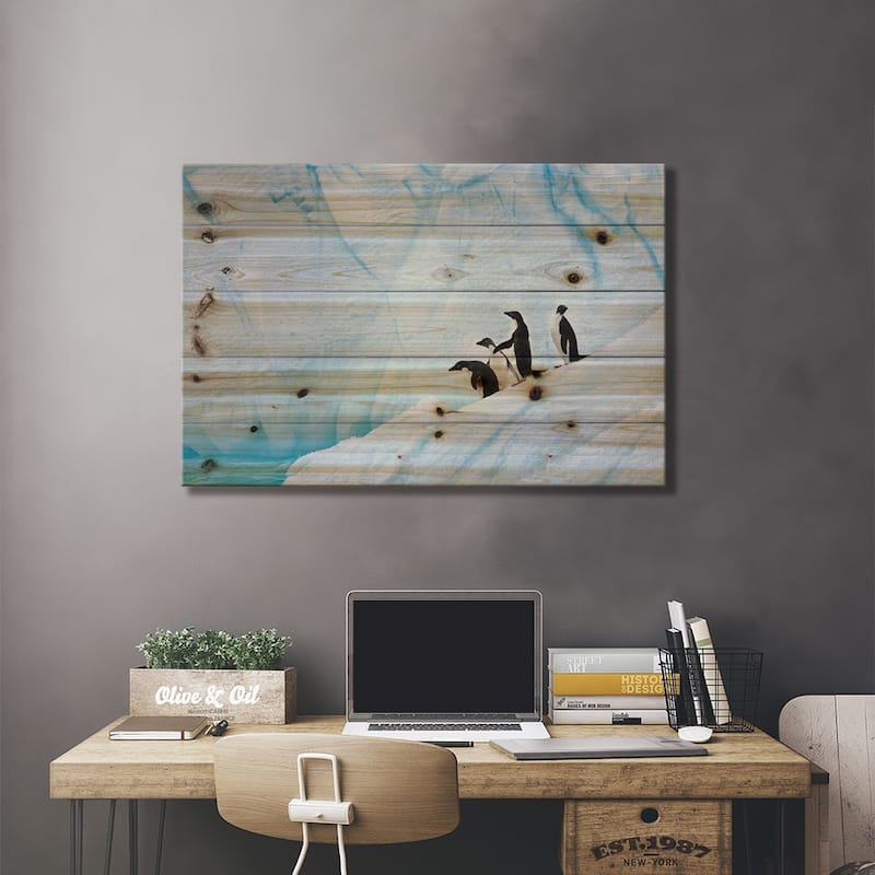 Adélie Penguins, Paulet Island Print On Wood by Hugh Rose - Multi-Color