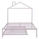 preview thumbnail 3 of 7, Full Size Metal Platform Bed,House-Shaped Headboard Design,twin size trundle,Pink