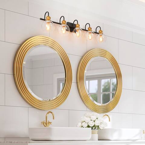 Olia Modern 5-Light Gold Black Bathroom Vanity Lights Powder Room Wall Sconces