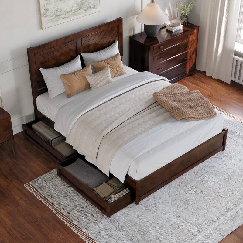 Clayton Platform Bed with Panel Footboard and Storage Drawers