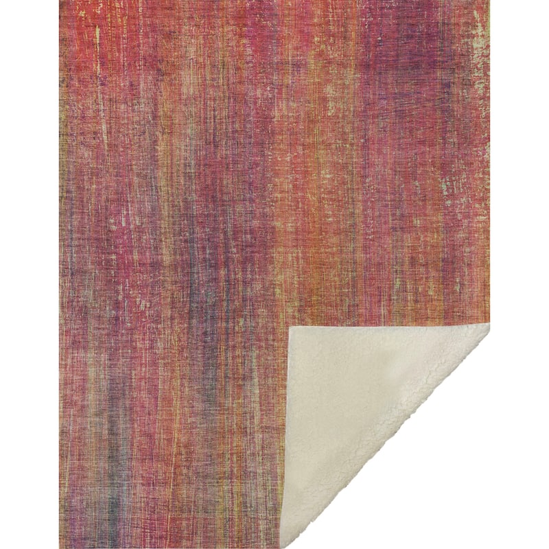 Premium Machine Washable Ombre Solid Sherpa Throw Blanket