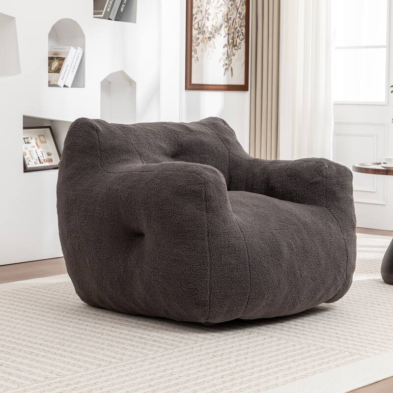 Teddy Fabric Bean Bag Chair, High Density Foam Bean Bag Sofa, Comfy Fluffy Lazy Sofa Chair Living Room, Bedroom
