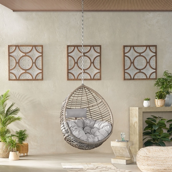 Adan Wicker Hanging Chair by Christopher Knight Home. Opens flyout.
