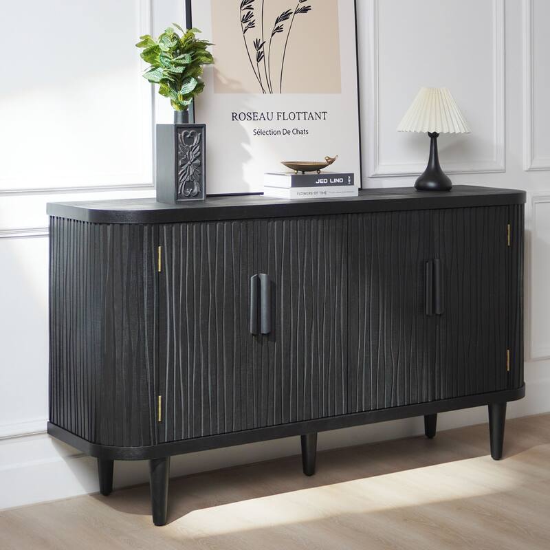 Accent Storage Cabinet Modern Buffet with Adjustable Shelves 4 Doors Hallway Entryway Living Room