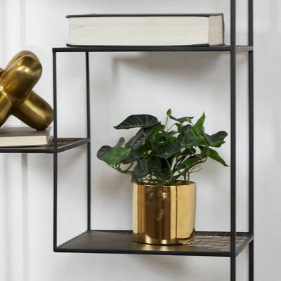 The Novogratz Green Faux Foliage Pothos Artificial Plant with Gold Porcelain Pot - 13.65 x 14.15 x 11.50