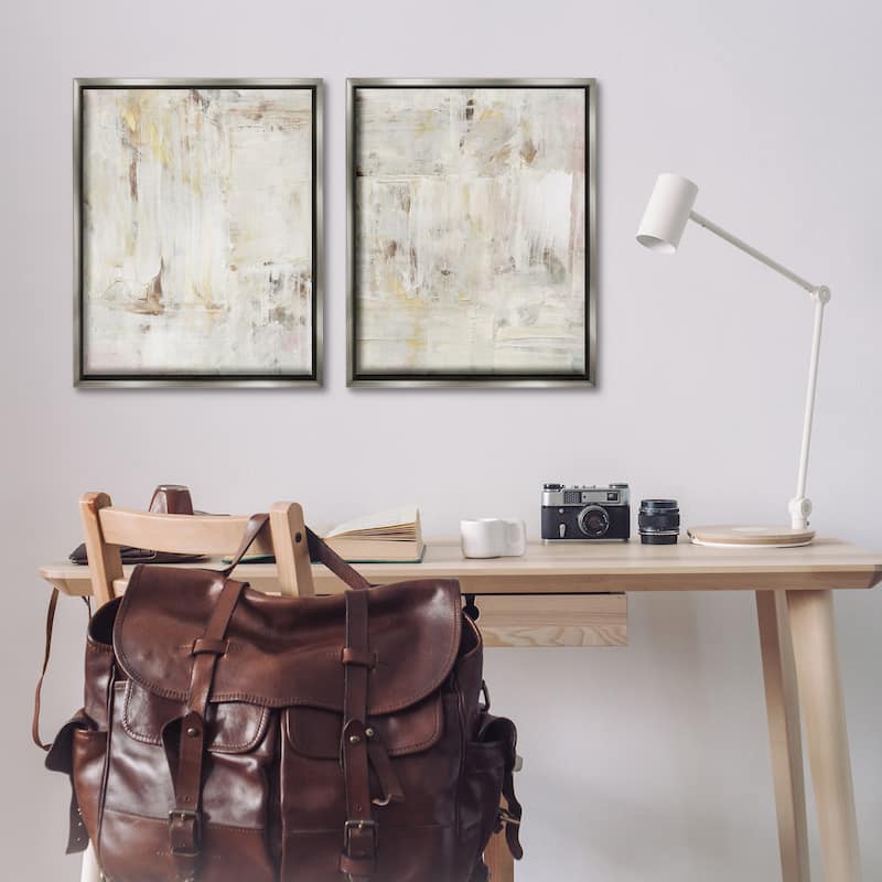 Stupell Contemporary Muted Abstracts Framed Floater Canvas Wall Art Design By Victoria Barnes (Set of 2)