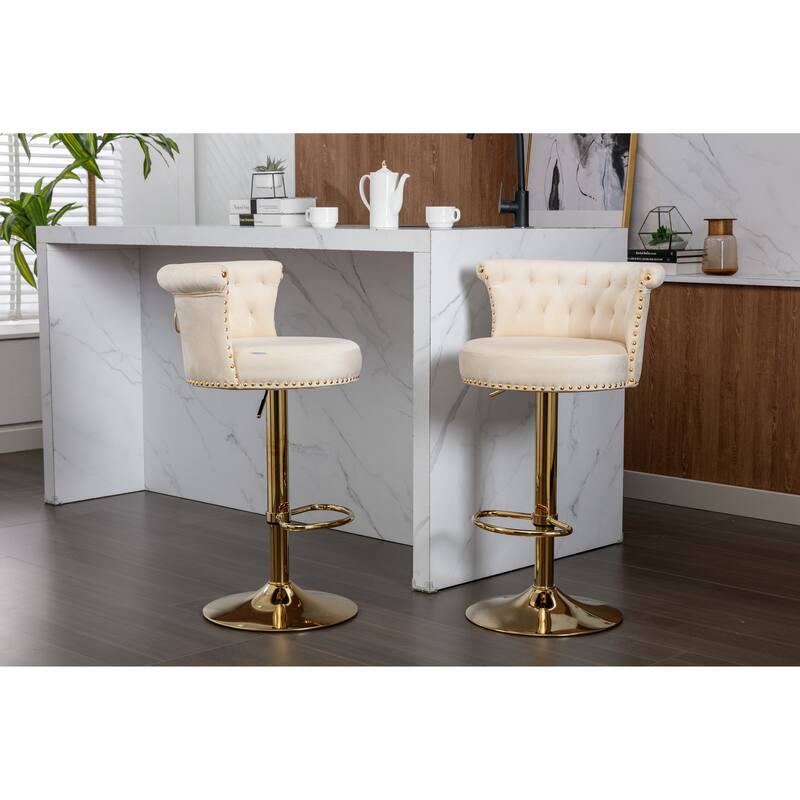 HOMEFUN Swivel Bar Stools Set of 2 Adjustable Counter Height Chairs with Footrest for Kitchen, Dining Room 2PC/SET