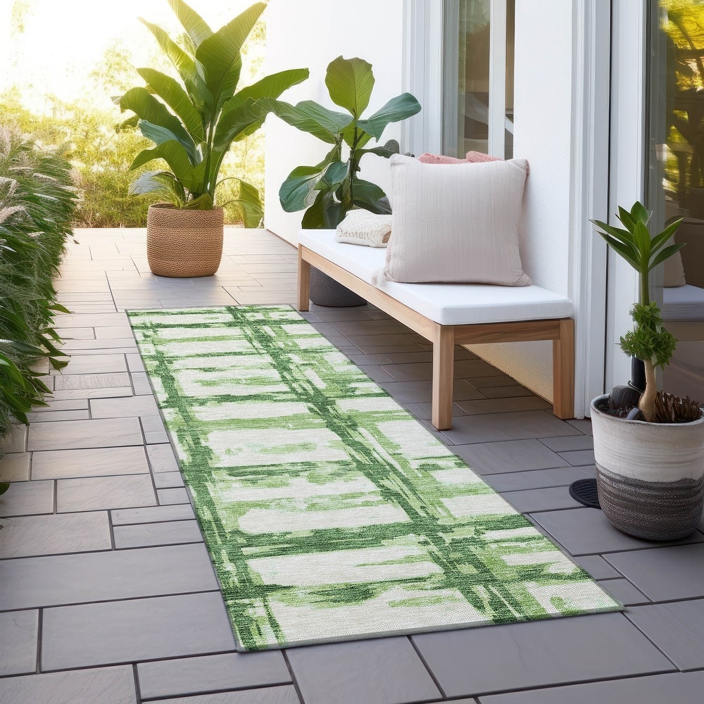 Machine Washable Indoor/ Outdoor Chantille Contemporary Abstract Rug