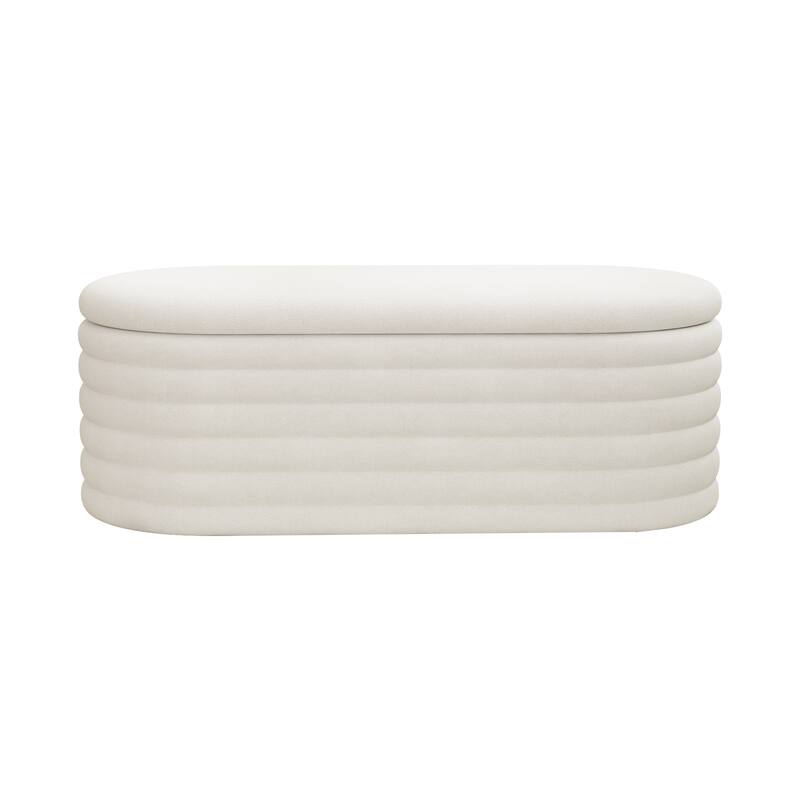 Storage Chenille Ottoman Bench Upholstered Fabric Storage Bench End Of Bed Stool With Safety Hinge