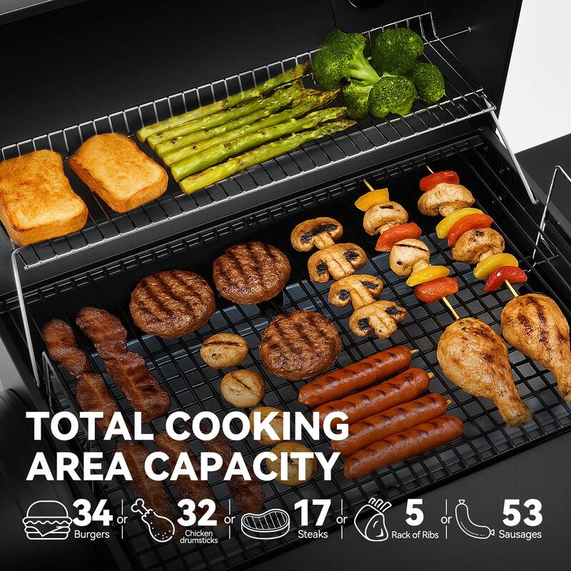 Royal Gourmet CC1830S Charcoal Grill with Offset Smoker,Black