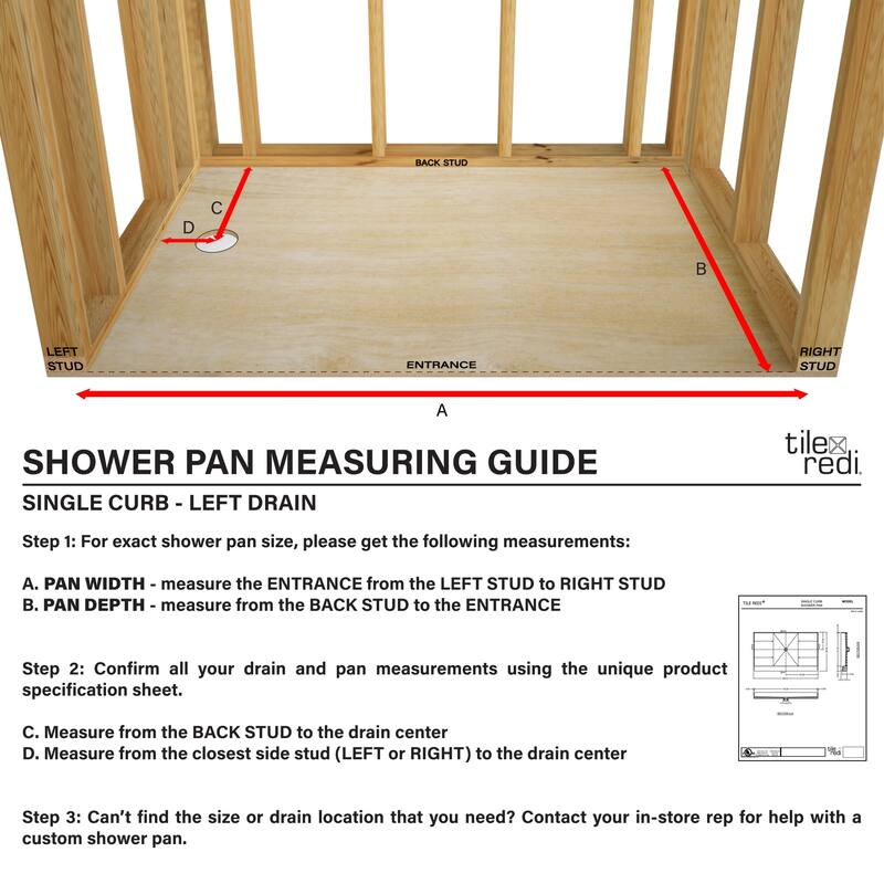 Tile Redi RT3054LPVCS Redi Trench 54" x 30" Rectangular Shower Base
