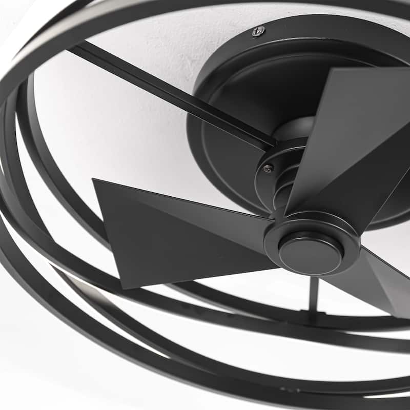 20-inch Matte Black Small Low Profile Ceiling Fan with Light and Remote - 20-inch W x 7-inch H