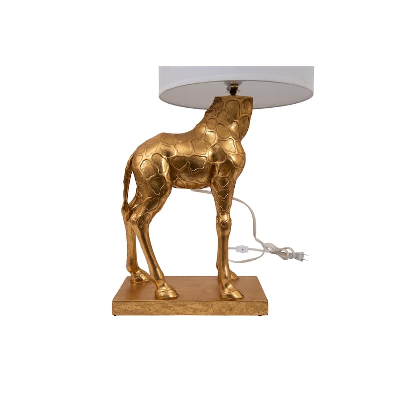 Resin Giraffe Table Lamp with Linen Shade