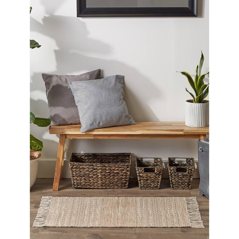 DII Black Ticking Stripe Hand-Loomed Rug 2x3 Ft - 24.0 In. L X 36.0 In. W X 0.2 In. H