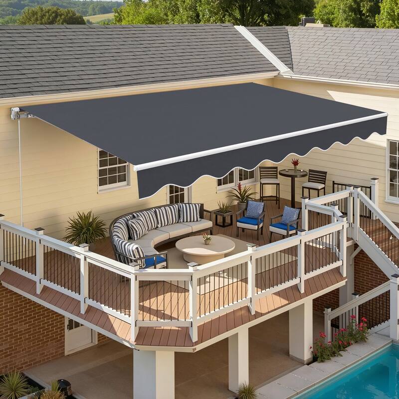 MCombo10x8Feet Manual Retractable Patio Door Window Awning Sunshade Shelter Outdoor Canopy