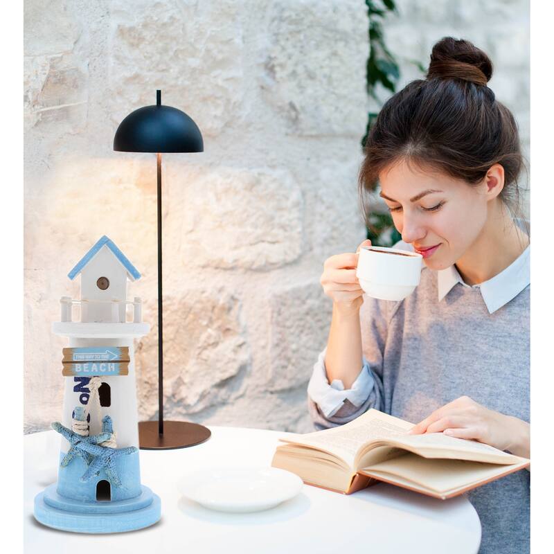 CoTa Global Blue Mist Lighthouse Decor with Ocean Blue Starfish - 8.5 Inch