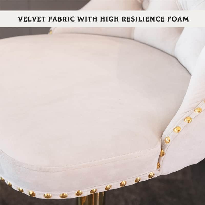 Velvet Upholstered Nailheads Tufted Swivel Bar Stools (Set of 6)