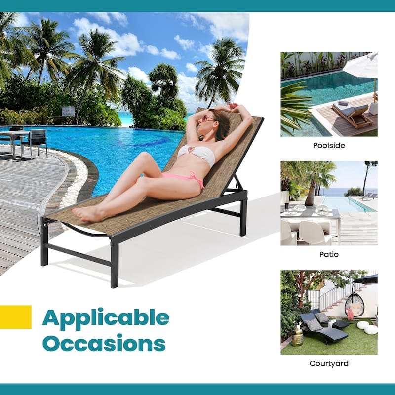 Pellebant Outdoor Adjustable Aluminum Chaise Lounge Chairs (Set of 4) - 23.43 " W x 42.63" D x 13.15" H