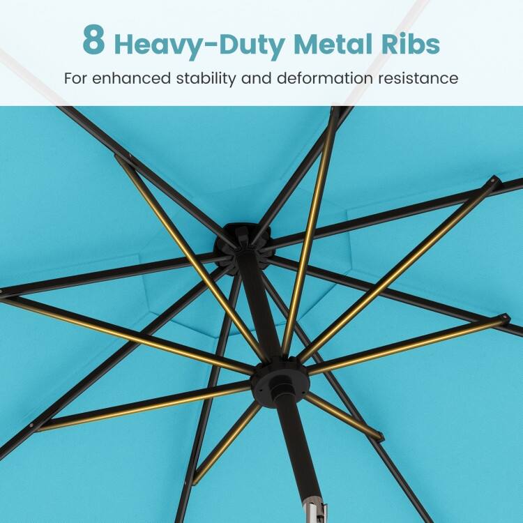 Polyester Metal Solar Patio Umbrella with LED Lights