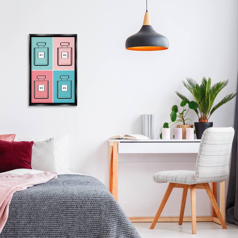 Stupell Pink & Blue Perfumes Framed Floater Canvas Wall Art Design By Martina Pavlova