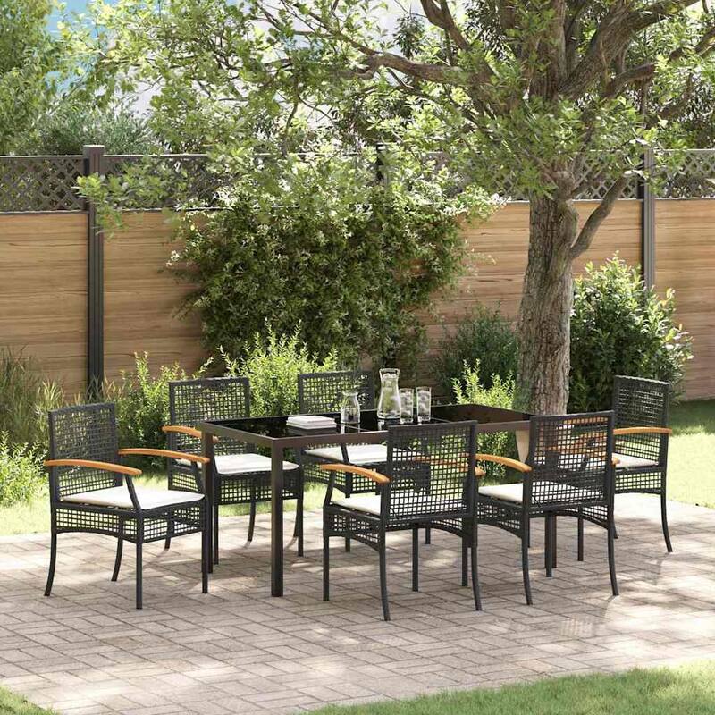 vidaXL Garden Dining Set poly rattan - Black-21.06x22.44x33.66 in.