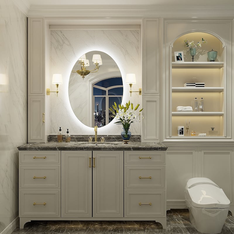 UL Certified Multiple shapes Frameless Anti-Fog 3 Colors Dimmable LED Backlit Wall Bathroom Vanity Mirror