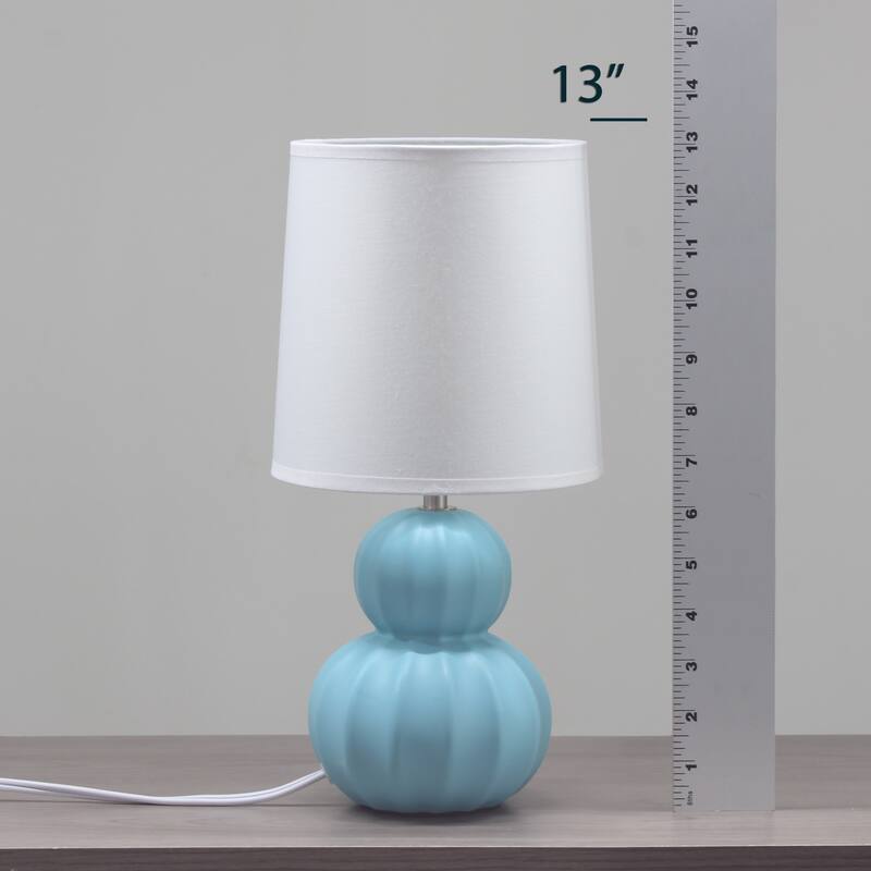 Stacked Double Gourd Ceramic Table Lamp with Tapered Shade - 12.5" - Blue