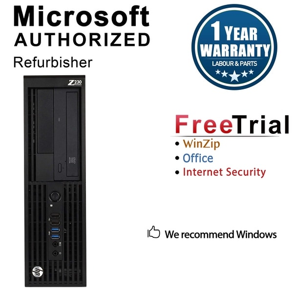 HP Z230 Workstation SFF Intel Xeon E3-1245V3 3.4G 8GB DDR3 2TB Windows 10 Pro HD3450 1 Year Warranty (Refurbished) - Black