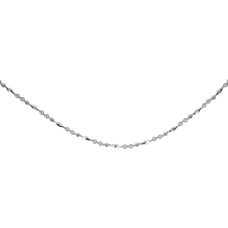 9' x 0.5" Silver Shiny Matte Shatterproof Beaded Christmas Garland