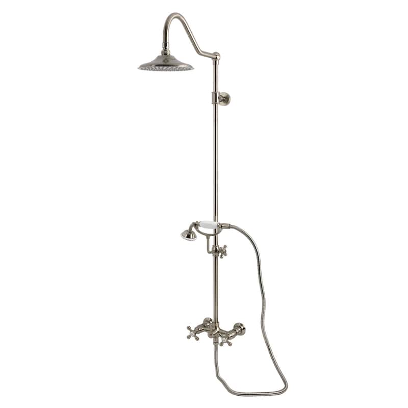 Kingston Brass Kingston Wall Mount Rain Drop Shower System with Hand Shower - Brushed Nickel
