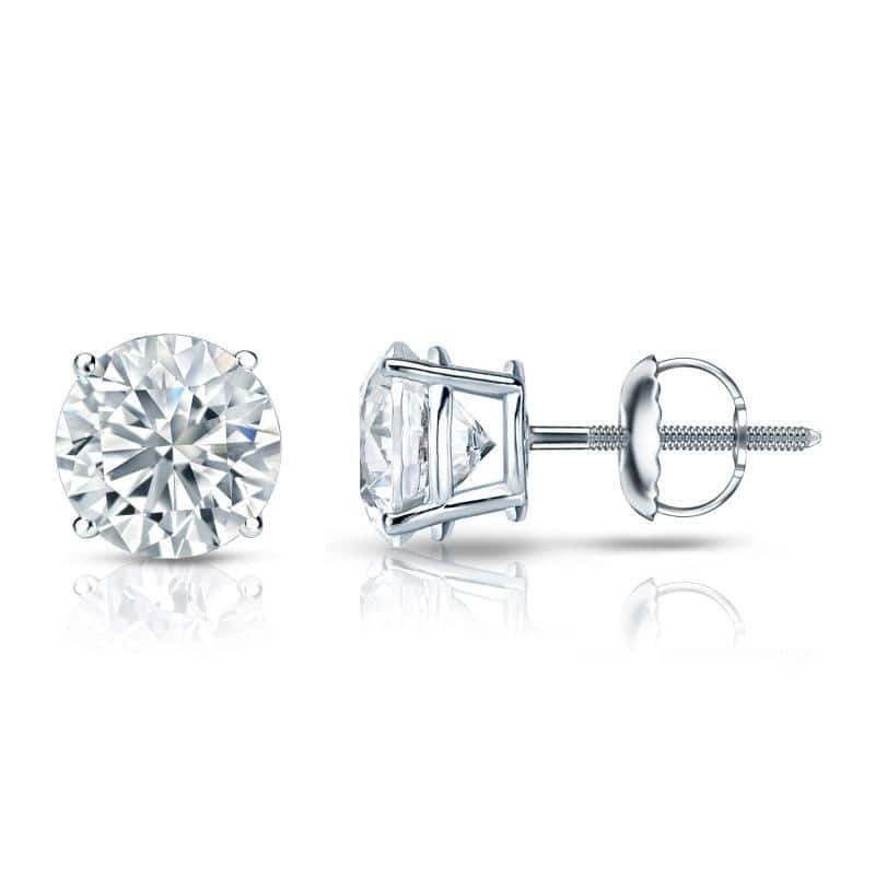 Auriya 1 3/4ctw Round Diamond Stud Earrings 18kt Gold Certified - White