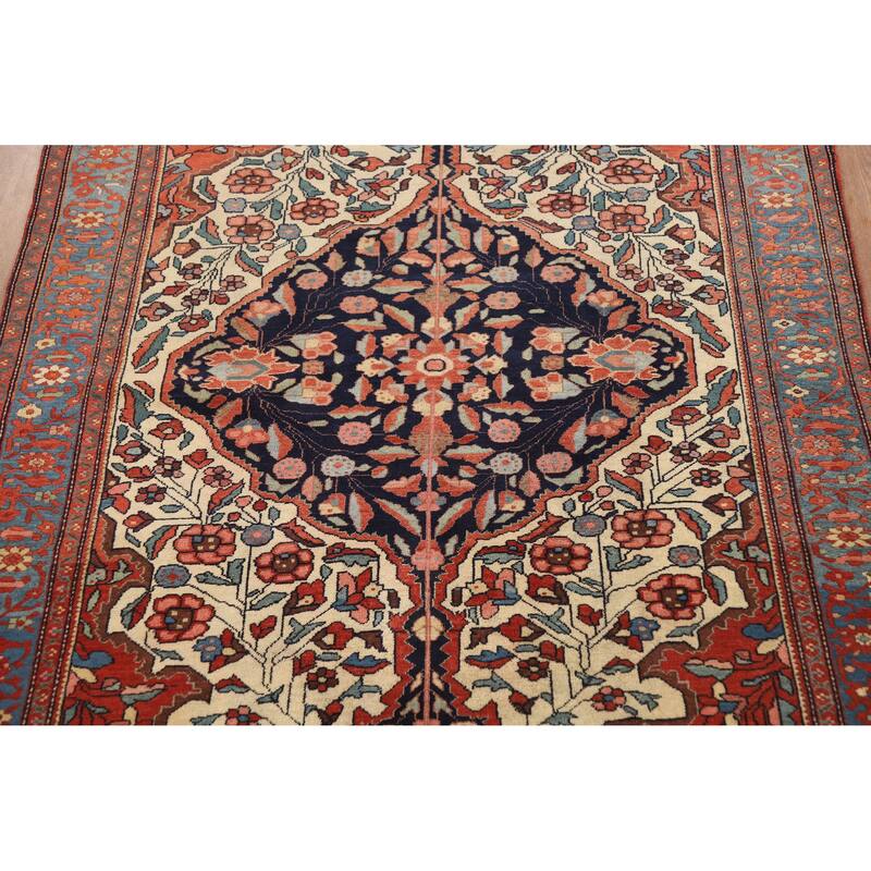 Pre-1900 Antique Sarouk Farahan Persian Rug Hand-Knotted Wool Carpet - 4'3" x 6'2"