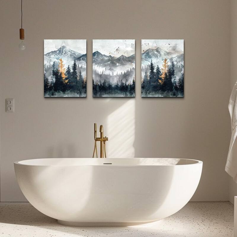 Mountain Landscape Wall Pictures Foggy Forest Vintage Paintings