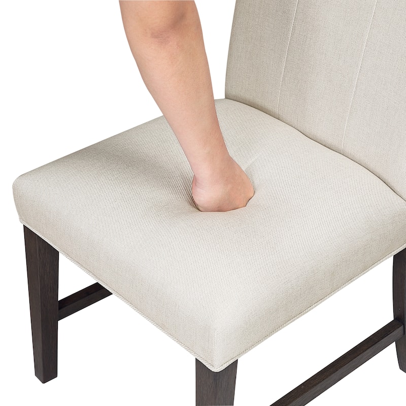 Contemporary Aesthetic Dining Set Round Table with Chairs Upholstered Beige Brown Furniture