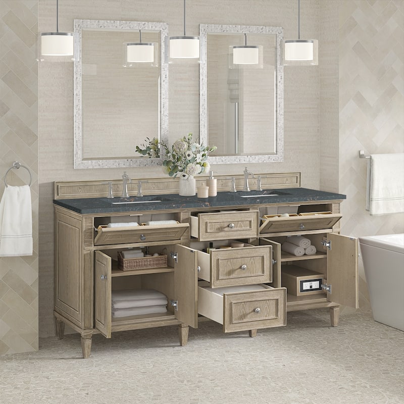 James Martin Vanities 424-V72-3PBL Lorelai 72" Double Basin Wood