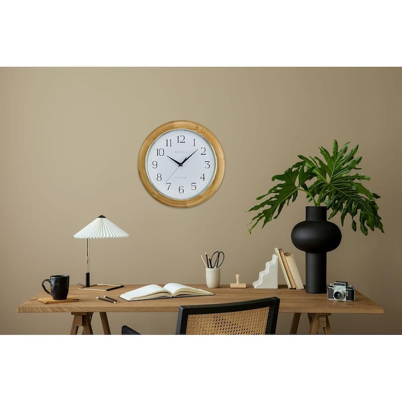 Bulova C5005 Wooden Atomic Analog Wall Clock