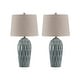 preview thumbnail 2 of 3, Signature Design by Ashley Hadbury Ceramic Blue Table Lamp (Set of 2) - 14" W x 14" D x 26.75" H