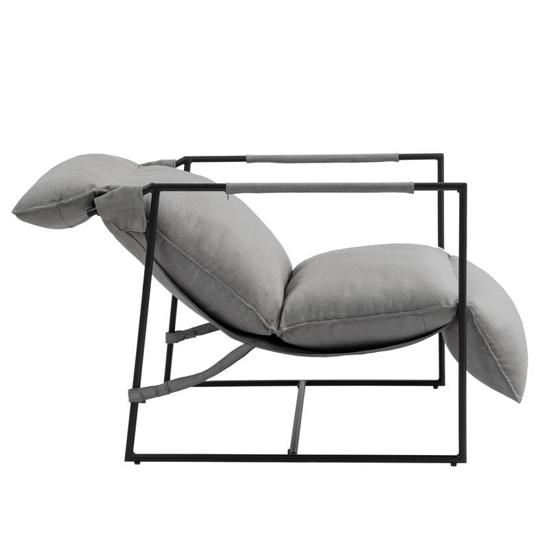 Metal Framed Sling Accent Chair with Bag Cushion