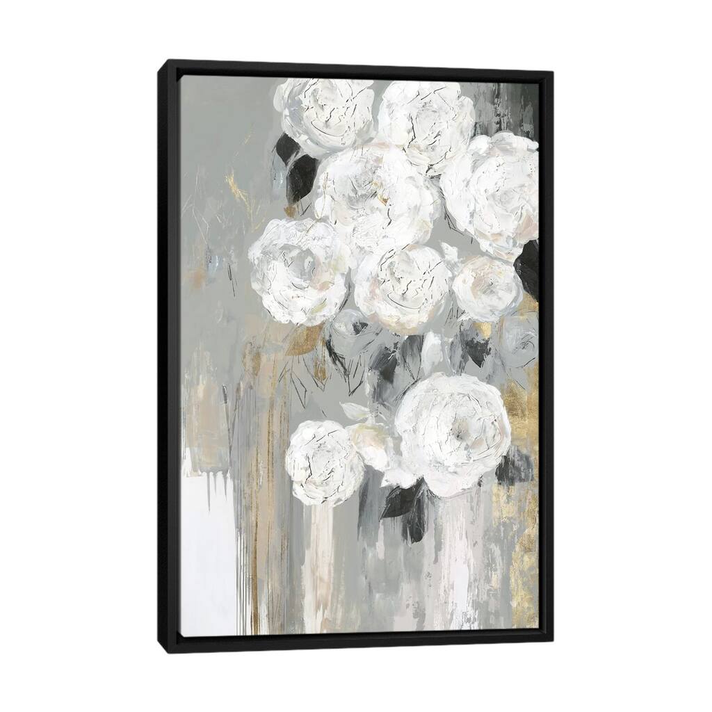 iCanvas "Cascading Gray " by Asia Jensen Framed Canvas Print