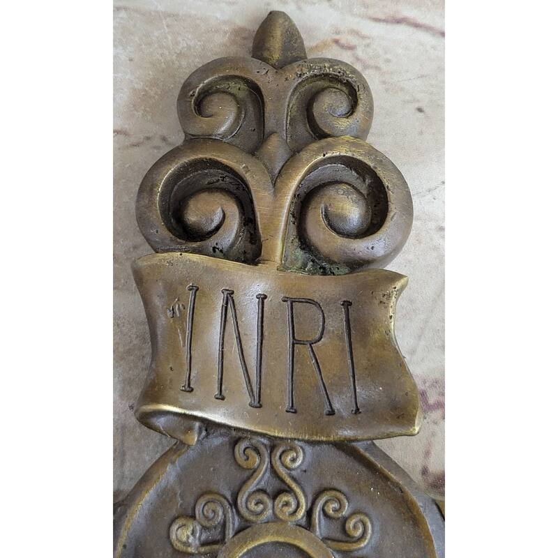 Wall Mount Hanging Bronze Crucifix Sculpture Jesus On Cross Christian Decor 20 Inches X 14 Inches