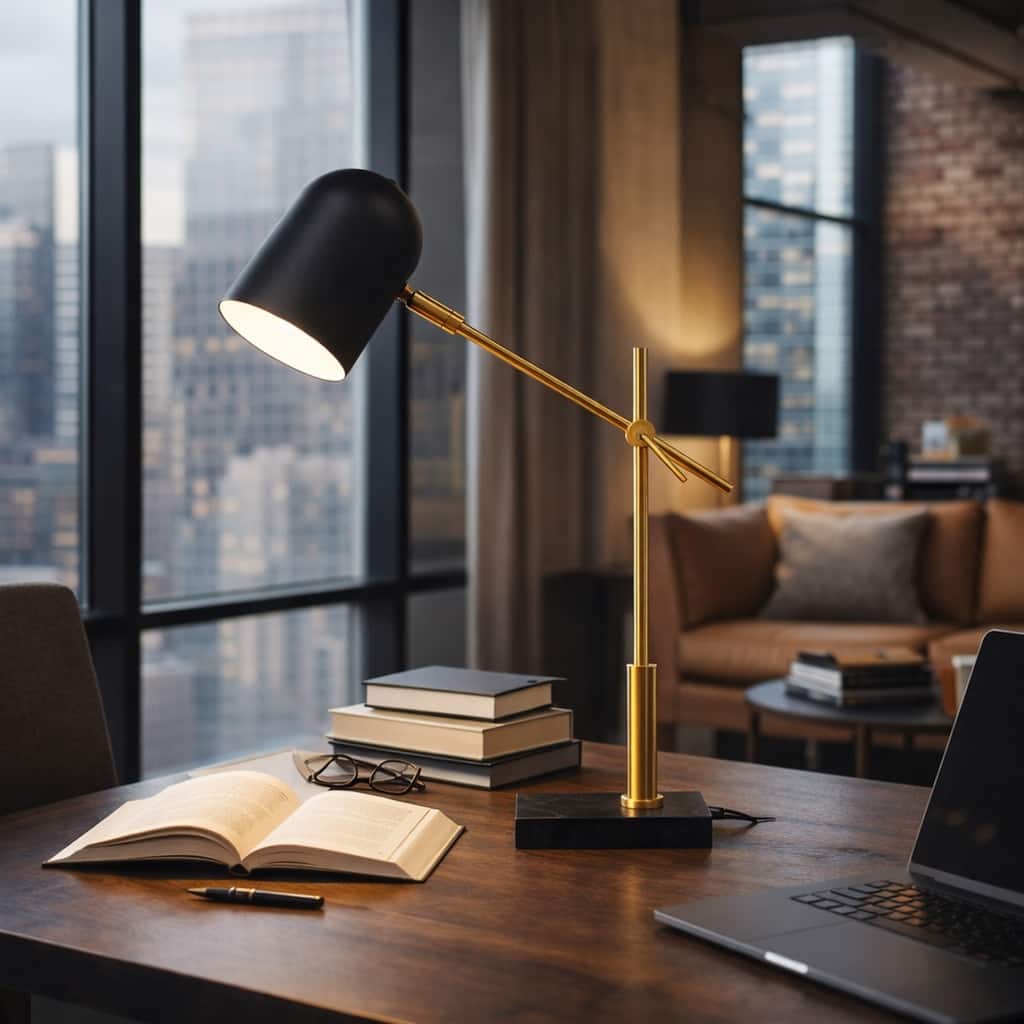 Hila Adjustable Black and Gold Desk Lamp