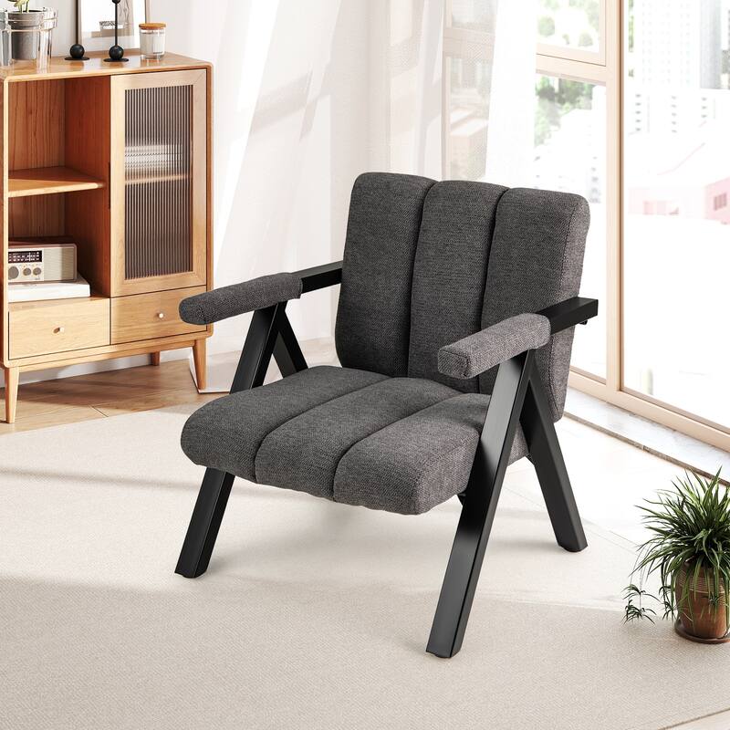 Metal Fabric Oversized Accent Chair with Tufted Cushion - 29.5" x 31" x 33"