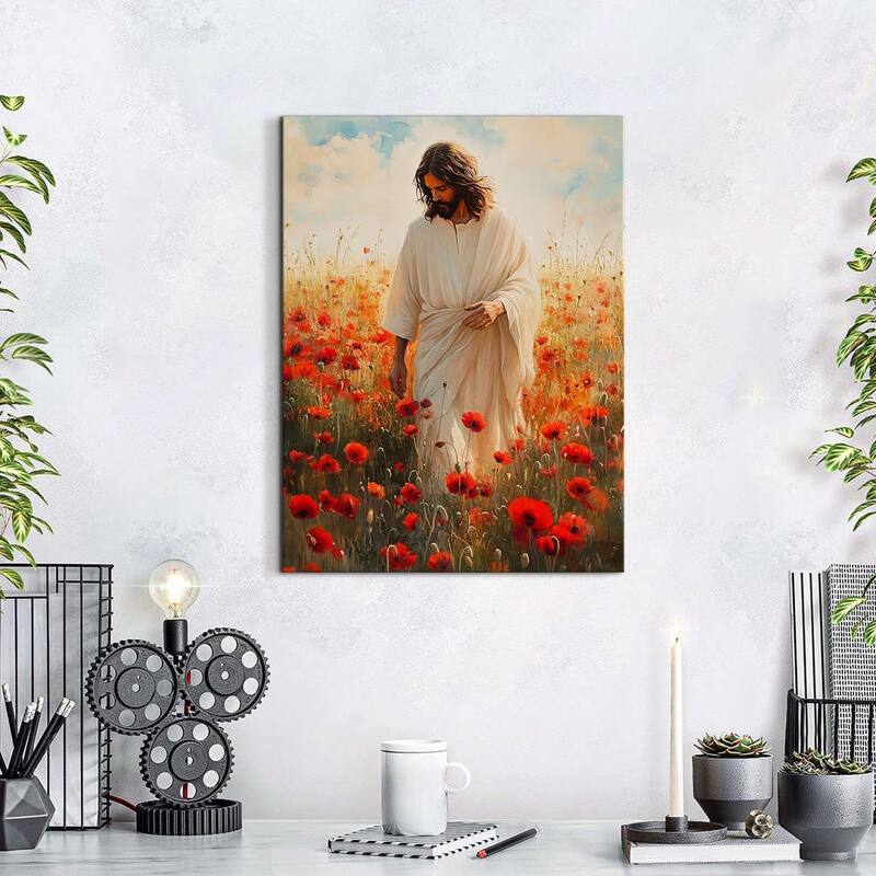 Abtract Red Poppy Wall Art Nature Poster Floral Jesus Picture
