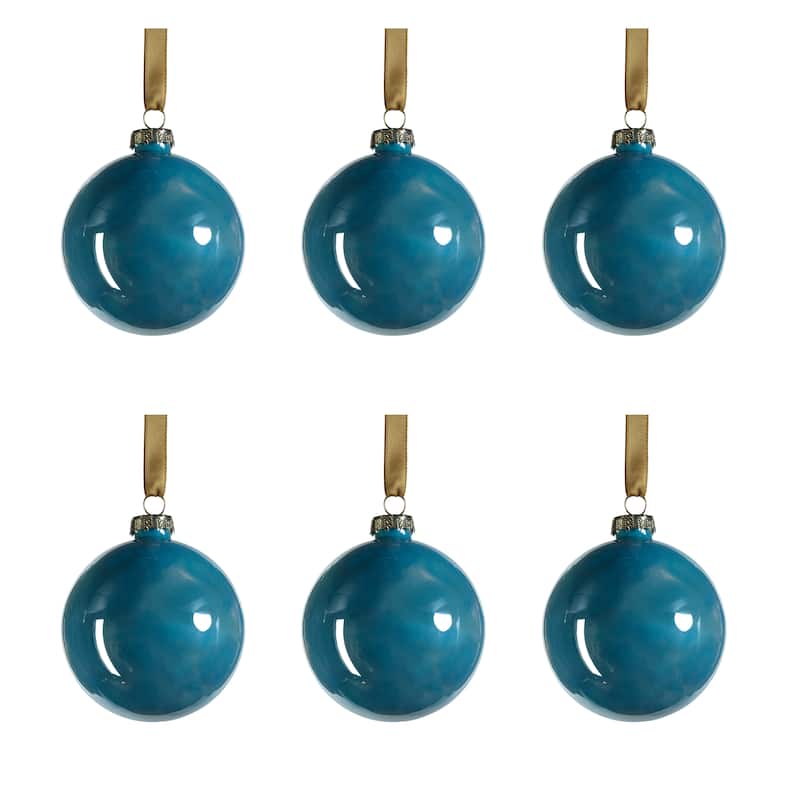Solid Luster 3.25" Glass Ball Ornaments, Set of 6
