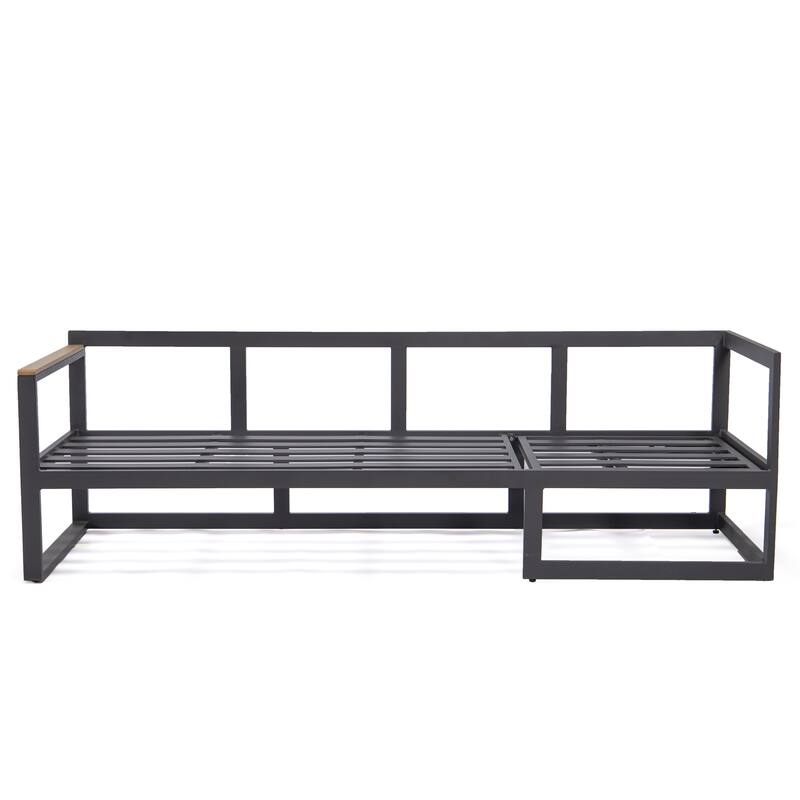 Chelsea 3-Piece Adjustable Headrest All-Weather Sectional Set in Aluminum Frame with Removable Cushion Covers for Indoor/Outdoor