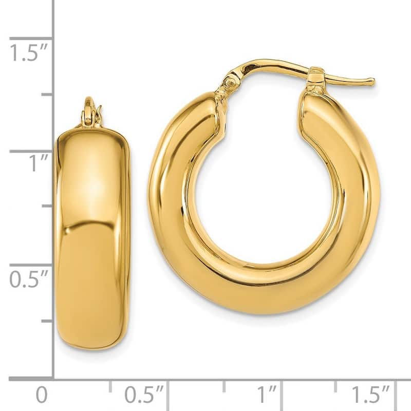 Curata 14k Yellow Gold Polished Wide Hoop Earrings 27.5x8mm