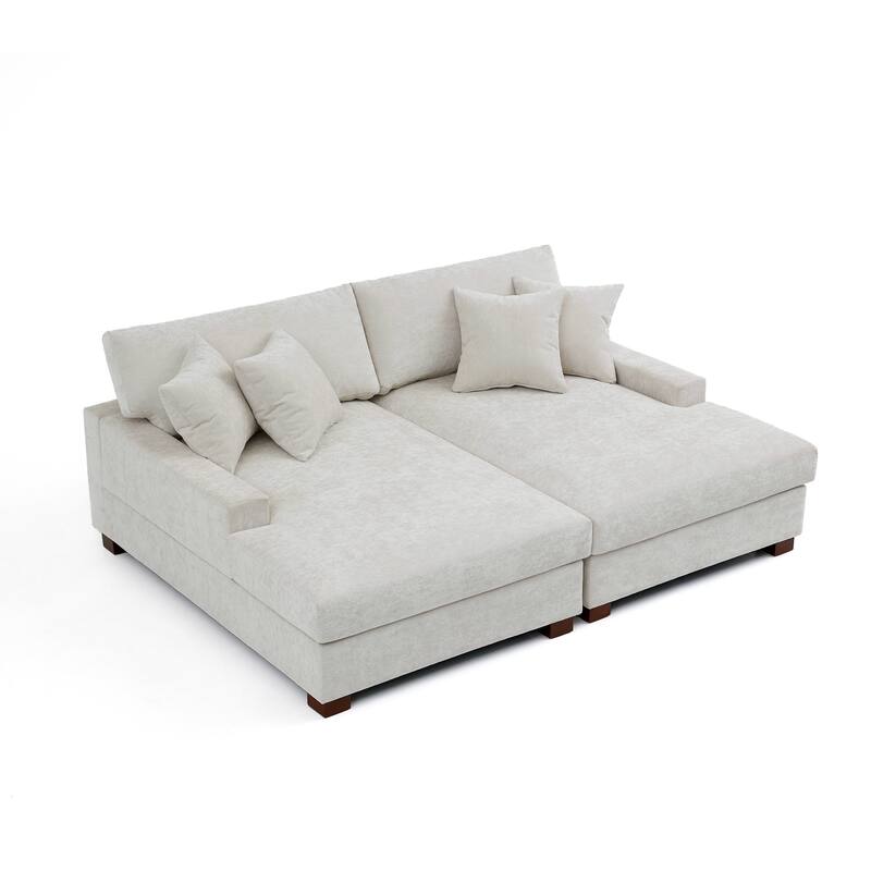 Modern Upholstered Chenille Modular Sectional Sofa with 2 Chaise