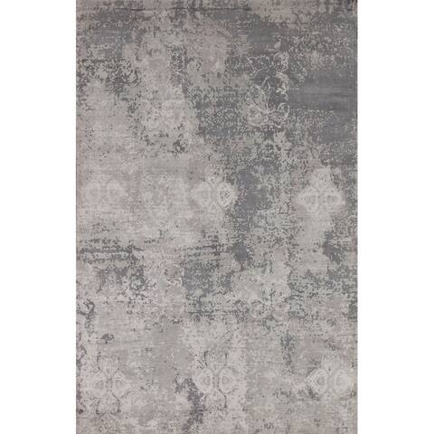 Modern Abstract Indian Area Rug Handmade Wool Carpet - 3'11" x 5'10"
